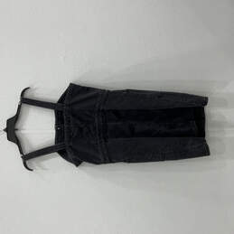 NWT Womens Black Denim Pockets Sleeveless Button Front Mini Dress Size 12 alternative image