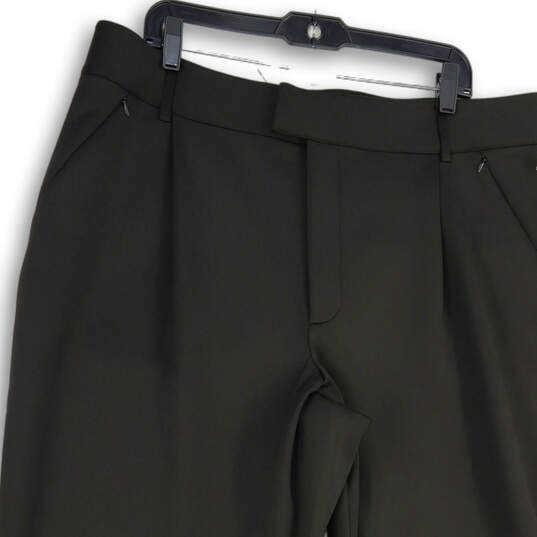 Womens Black Flat Front Pockets Straight Leg Formal Dress Pants Size 18 image number 4