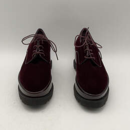 Womens Red Velvet Round Toe Fashionable Lace-Up Sneaker Shoes Size 6