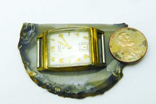Vintage Gold Filled Elgin Deluxe 17 Jewel Mechanical Watch 19.7g image number 4