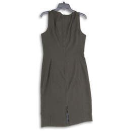 Womens Black Tan Round Neck Sleeveless Back Zip Sheath Dress Size 8 alternative image