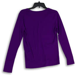 Womens Purple V-Neck Long Sleeve Pullover T-Shirt Size Medium alternative image