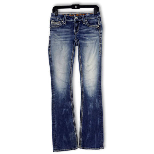 Womens Blue Denim Pockets Medium Wash Comfort Bootcut Leg Jeans Size 25 image number 1