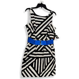 NWT Womens Black White Striped Sleeveless Back Zip Sheath Dress Size 11