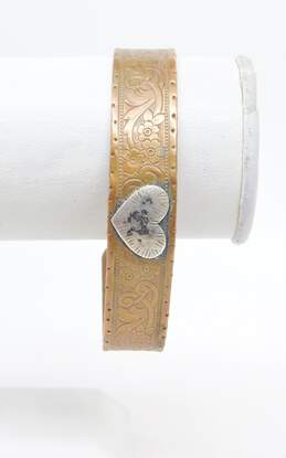Margaret Sullivan Copper & Sterling Silver Floral Scrolled Cuff Bracelet 22.4g alternative image