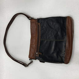 Womens Black Brown Leather Adjustable Strap Outer Zip Pockets Crossbody Bag alternative image