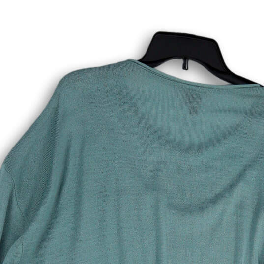 NWT Womens Green Knitted V-Neck Long Sleeve Winter Pullover Sweater Size 2 image number 4