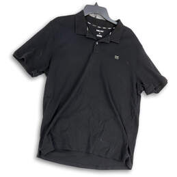 Mens Black Regular Fit Spread Collar Short Sleeve Polo Shirt Size XL