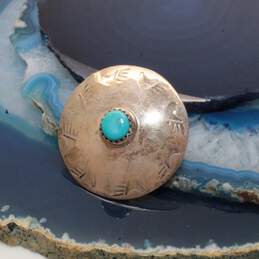 Artisan DO Signed Sterling Silver Turquoise Pendant