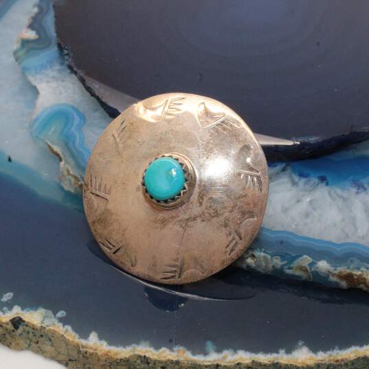 Artisan DO Signed Sterling Silver Turquoise Pendant image number 1
