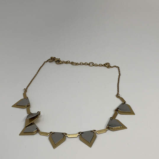 Designer J. Crew Two-Tone Triangles Link Chain Classic Statement Necklace image number 3