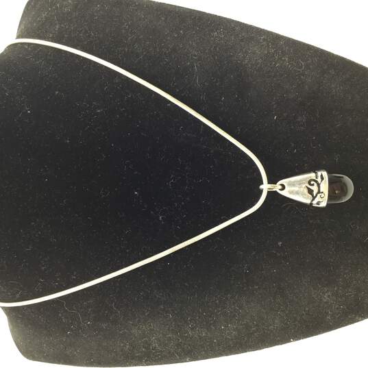 Sterling Silver Onyx Vine Adorned Tear Drop Pendant Necklace 18.4g DAMAGED image number 3