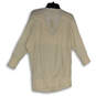 Womens Ivory Knitted Cowl Neck Shoulder Zip Pullover Sweater Size Small image number 2