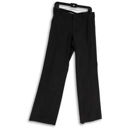 Womens Gray Flat Front Slash Pocket Straight Leg Formal Dress Pants Size 4