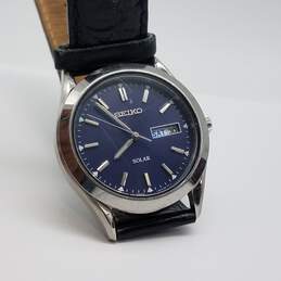 Seiko 223937 37mm Essential Collection All St. Steel W.R. Blue W/ Lumi Brite Dial Date Solar Watch 45g