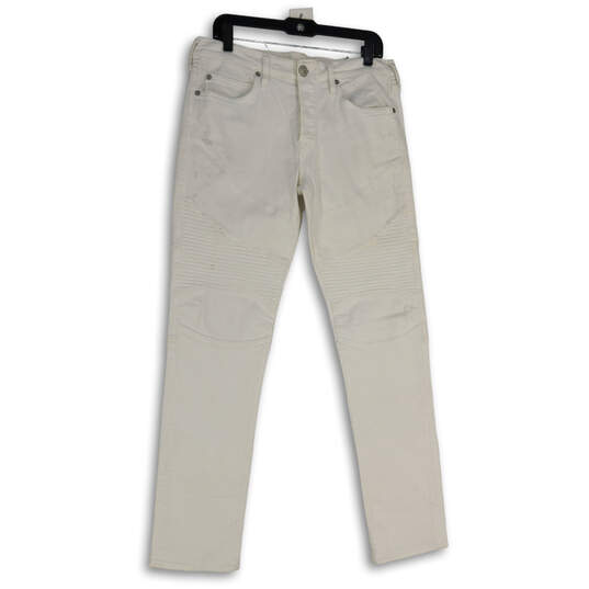 Mens White Denim Light Wash 5-Pocket Design Skinny Leg Jeans Size 32 image number 1