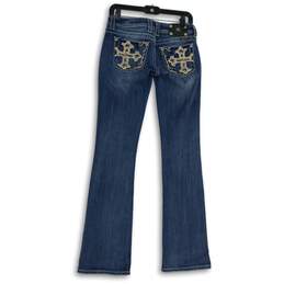 Womens Blue Medium Wash Stretch Pockets Denim Bootcut Jeans Size 27 alternative image