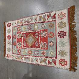 Geometric Pattern Accent Rug with Fringes 62" x 36.5"