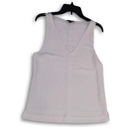 Womens White Sleeveless V-Neck Side Slit Pullover Tank Top Size Small
