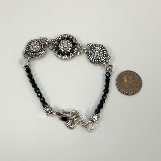 Designer Brighton Silver-Tone Black Rhinestone Reversible Beaded Bracelet image number 3
