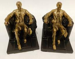 Vintage Abraham Lincoln In Chair Bronze Bookends