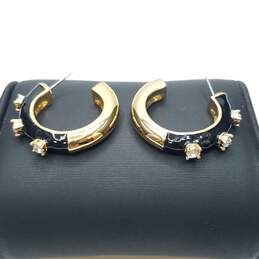Trina Turk Gold Tone Enamel CZ Post Hoop Earrings 18.2g alternative image