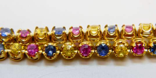 18K Yellow Gold Multi Color Sapphire Tennis Bracelet 9.0g image number 2