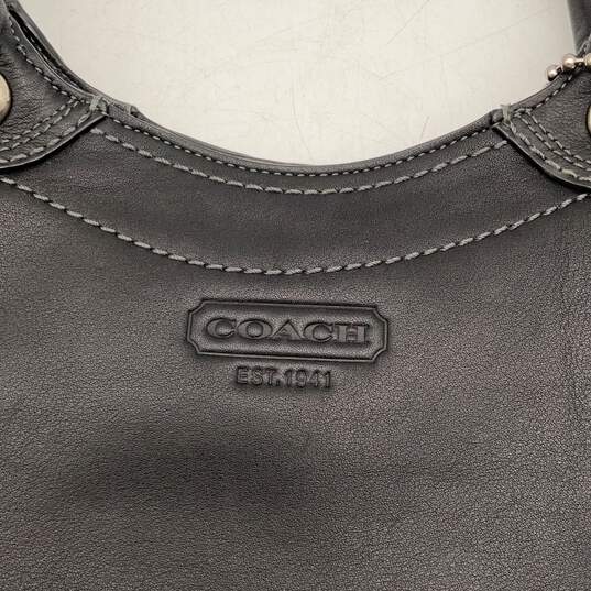 Coach Womens Black Leather Double Handle Zipper Pocket Shoulder Handbag image number 3