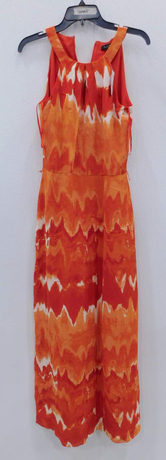 Women's White House Black Market Orange Tie Dye Dress Size 8 image number 1