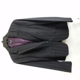 John Meyer Women Black Purple Pinstripe Button Up Blazer Jacket L 14 NWT