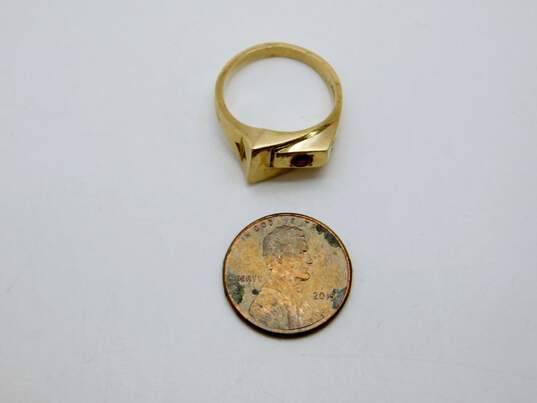 Vintage 10K Gold Ruby Accent Geometric Modernist Band Ring 6.3g image number 6