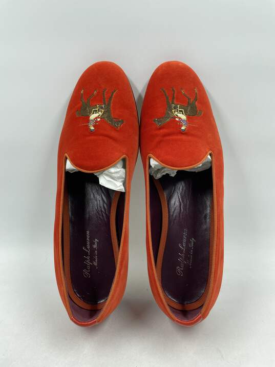 Authentic Ralph Lauren Chad Orange Embroidered Loafers M 11.5D image number 6