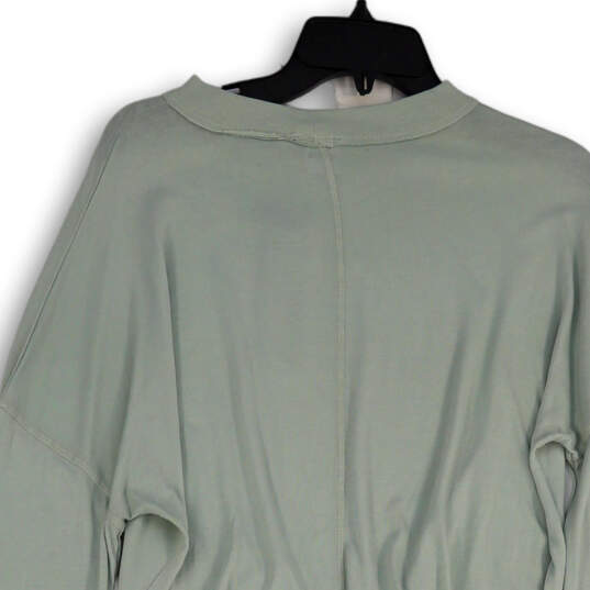 NWT Womens Green Round Neck Long Sleeve Knot Hem Pullover Sweatshirt Size S image number 4