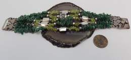 Artisan 925 Peridot & Dyed Quartz & Scrolled Square & Ball Beaded Multi Strand Bracelet 47.3g alternative image