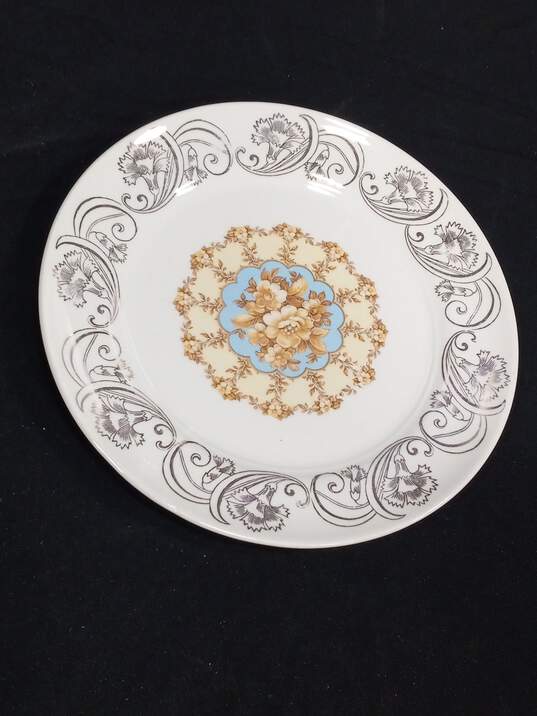 Set of 6 Vintage Warwick Ivory Floral Bread Plates & Serving Platter image number 6