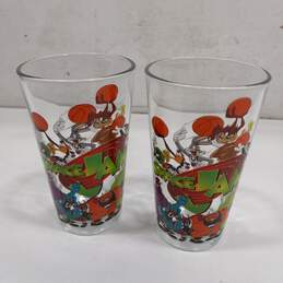 2pc Set of Warner Bros Space Jam Drinking Glasses