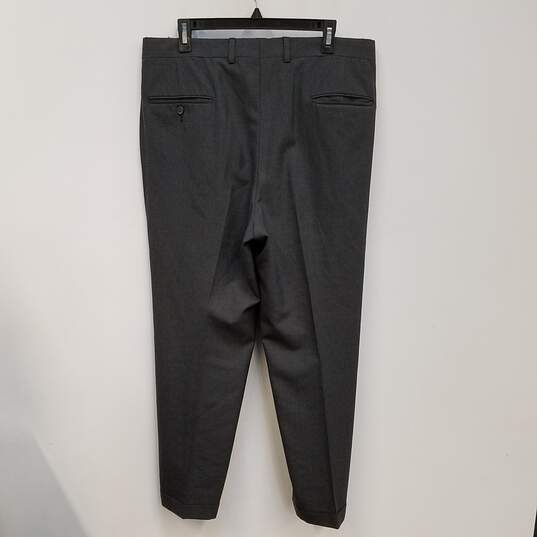 Mens Black Wool Slash Pockets Pleated Front Straight Leg Dress Pants Sz 34 image number 2