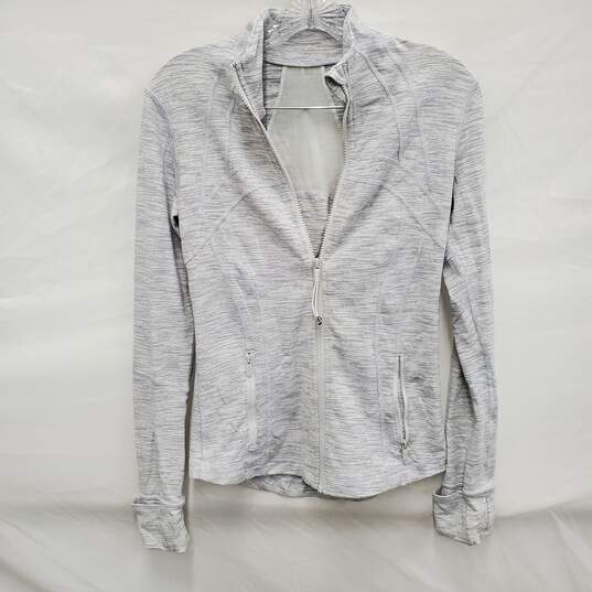 Buy the Lululemon Women's Athletica Heathered Light Grey Vented Full Zip  Activewear Jacket Size SM