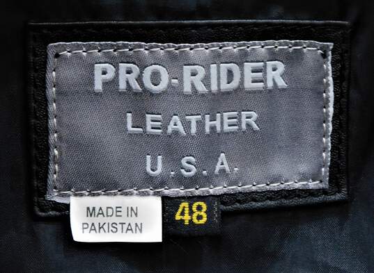 Mens Black Leather Buffalo Nickel MC Vest wExtenders SZ 48 image number 8