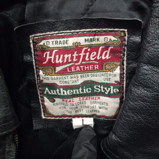 Huntfield Men's Black Leather Coat Size Large image number 2