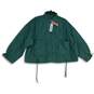 NWT Steve Madden Womens Green Mock Neck Full-Zip Cropped Puffer Jacket Sz M image number 1