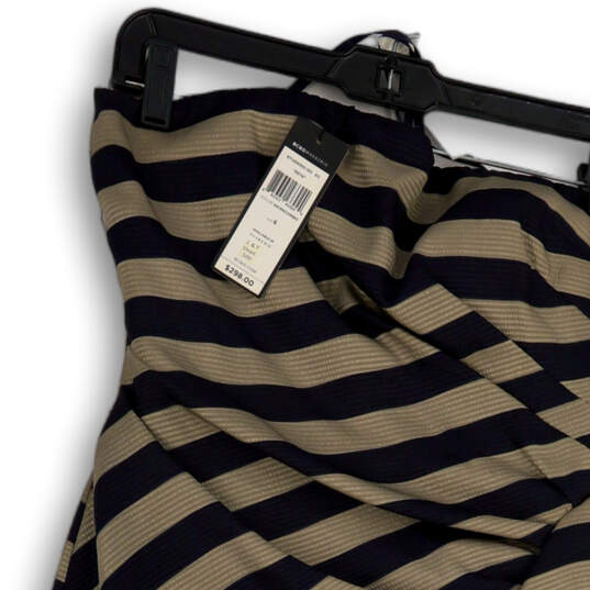 NWT Womens Brown Black Striped Ruffled Front Strapless Mini Dress Size 06 image number 3