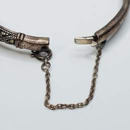 Sterling Marcasite Vintage Art Deco Hinge Bracelet 7" W/Safety Chain 15.7g alternative image