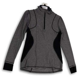 Womens Gray Heather Mock Neck Quarter Zip Long Sleeve Pullover Jacket Sz M