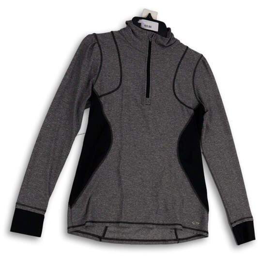 Womens Gray Heather Mock Neck Quarter Zip Long Sleeve Pullover Jacket Sz M image number 1