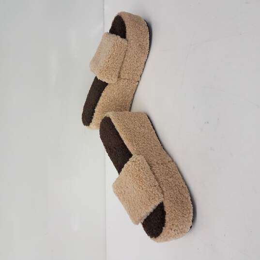 EGO Beige & Brown Platform Fur Slipper Size 8 image number 3