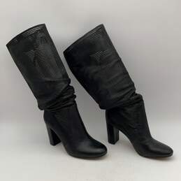 Vince Camuto Womens Black Leather Round Toe Tall High Heel Boots Size 7 alternative image