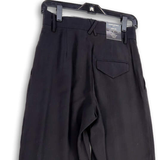 NWT Womens Black High Rise Pleated Front Pockets Wide Leg Dress Pants Sz 0 image number 4