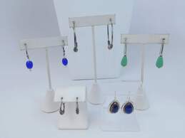 Artisan Sterling Silver Glass Lapis Earrings Variety 26.8g