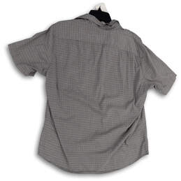 Womens Black Gray Plaid Short Sleeve Front Pocket Button-Up Shirt Size L alternative image
